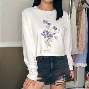 Brandy Melville Aleena Forget Me Not Long Sleeve White One Size